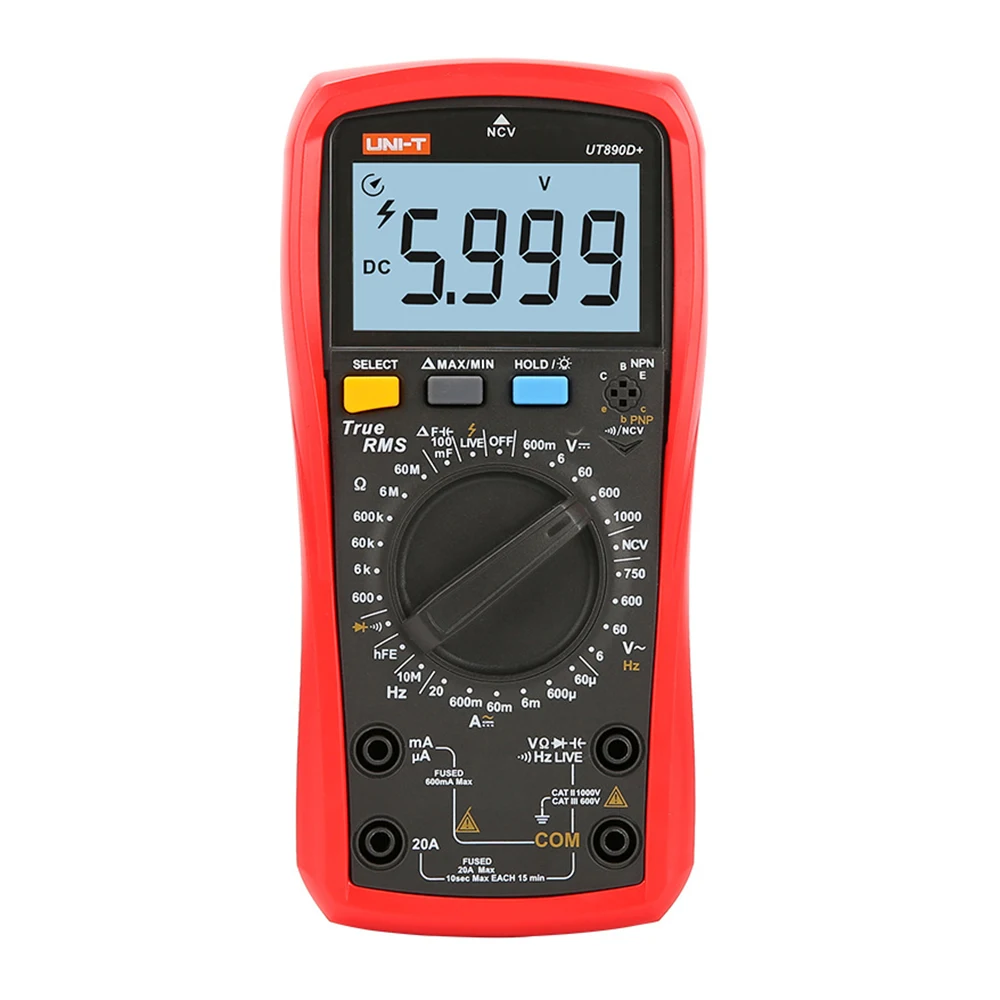 

UNI-T UT890C UT890D+ Digital Multimeter Portable Resistance Capacitance AC DC Voltage Current Frequency Temperature Diode Tester