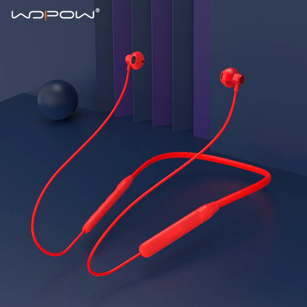 

WOPOW Magnetic Wireless 5.0 Earphone Bluetooth-compatible Neckband Stereo Noise Sports Earbuds in-ear Headset with Mic