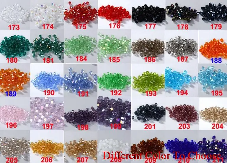 

4mm 6mm 3mm 2000Pcs/lot strand Bicone Faceted Glass Cuts Looses Crystal Beads Colored Mixed bracelet necklace diy cf424 Spacer