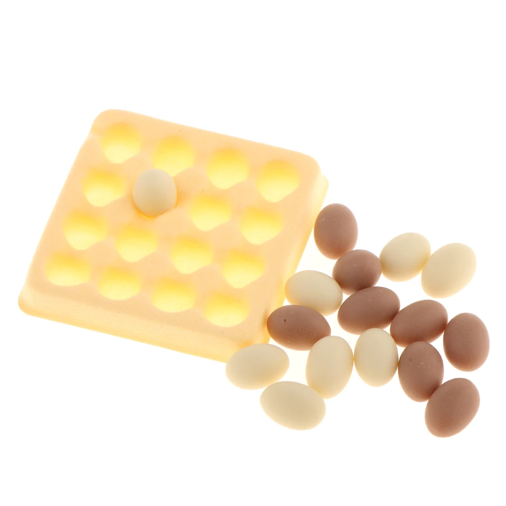

1/12 Dollhouse Kitchen Eating Mini Chicken Eggs with Egg Holder Box Food