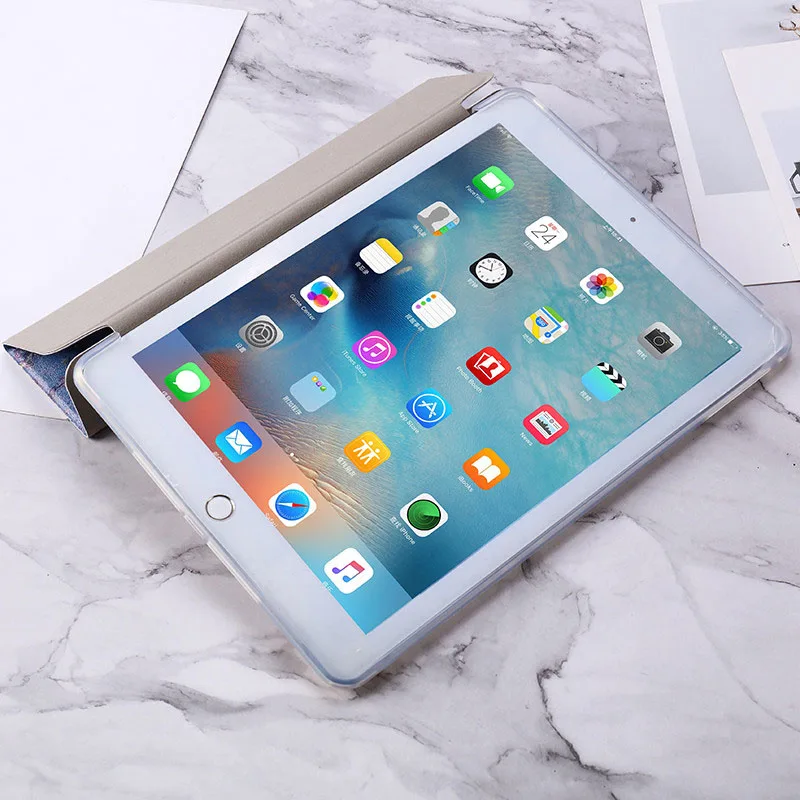 

For iPad Air 2 Case,Soft Silicone Back Shell Pu Auto Wake Sleep For iPad Air 1 A1474 A1475 A1476 Stand Cover