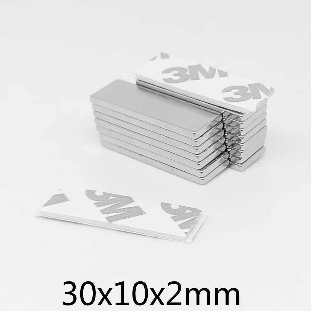 

5/10/20/30/50/100 шт. 30x10x2 мм блочные магниты 30x10x2 прямоугольные Редкоземельные неодимовые магниты с 3 м самоклеящимися 30*10*2