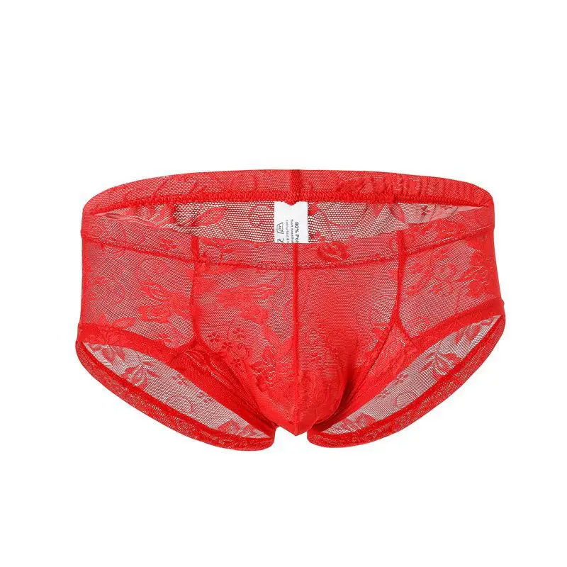 

Men Sexy Underwear Lace Boxer Panties Ultra Thin Transparent Underpants Shorts Mens Boxers Lingerie Breathable