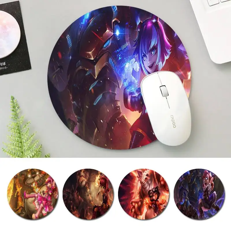 

Cute LOL Annie Tibbers office Mat Keyboard Mat Desk Durable Desktop Mousepad Rubber Gaming Round Mouse Pad Office Mouse Mat