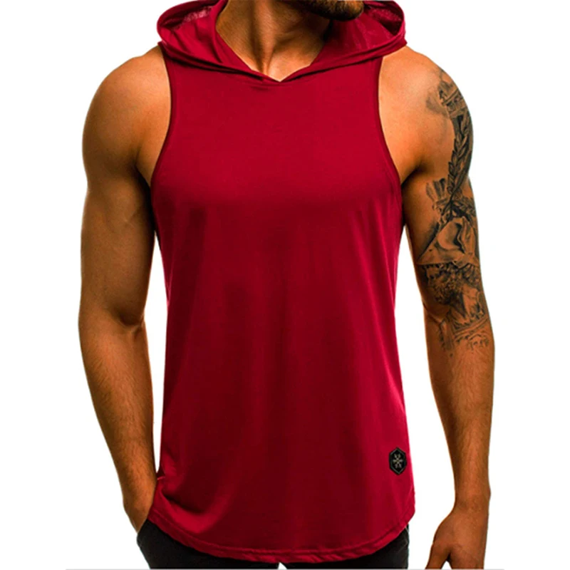 Men Sleeveless Hoodie tank top Muscle Sweatshirt Cool Cotton Hoody Bodybuilding workout Gym vest men sporting Shirt /BY | Спорт и