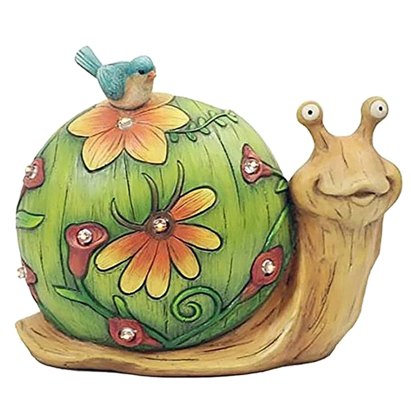 

Garden Statue Resin Snail Figurine Solar Powered Outdoor Figurine Lights for Patio Lawn Yard Decorations