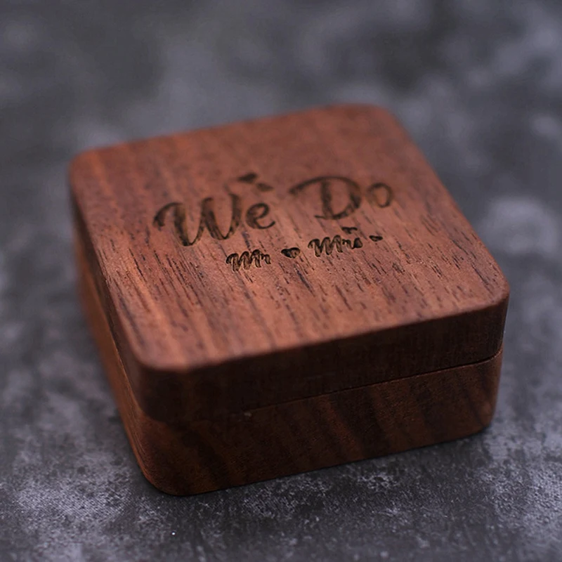 

Black Walnut Solid Wood Ring Box Jewelry Box Creative Earrings Pendant Jewelry Storage Box Earrings Wooden Box