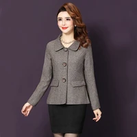 2021 winter fashion middle aged mother short woolen coats long sleeve office lady slim plus size 4xl woolen women clothes tops