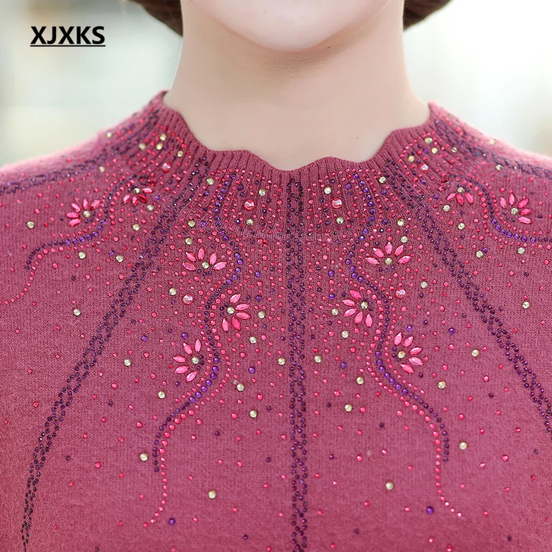 XJXKS новинка зимы 2022 плотный теплый женский свитер средней яркости удобный