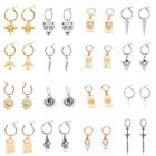 1 пара, новинка, пчела, Змеиный глаз, серьги в форме треугольника, серьги для женщин и мужчин, панк, простой: золото, серебро, меч молнии, леопардовые серьги, ювелирные изделия