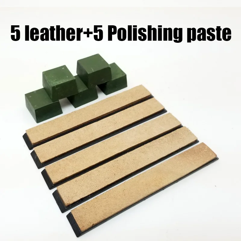 Кожа Honing Strop соединение шлифовальный нож паста - Цвет: 5 and 5 set