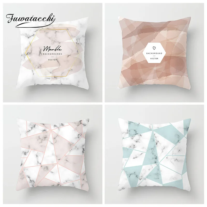 Геометрическая наволочка Fuwatacchi мраморное сердце Золотая в стиле пэчворк для