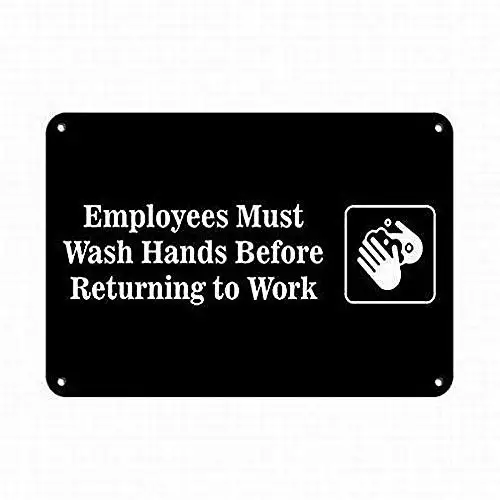 

Жестяной знак, новые сотрудники из алюминиевого металла должны вымыть руки перед возвращением на работу в стиле ретро 11,8x7,8 дюйма