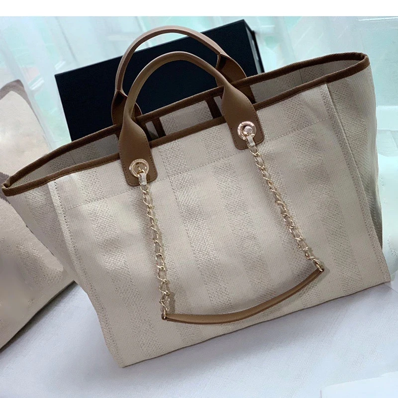 

2020 Women luxury handbags canvas shopping bags top quality fashion designer purse shoulder bag chain Large tote brand beach bag