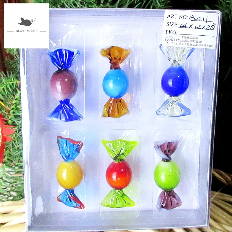 

6 шт./компл. Горячая Стекло красочные Винтаж Murano конфеты фигурки поделки подарки для детей свадебное платье для рождественской вечеринки ук...