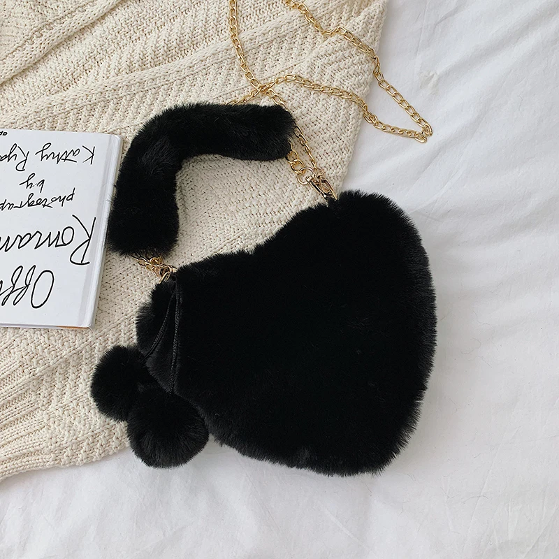 Сумка из искусственного меха Милая Дамская розовая сумка через плечо с сердечком