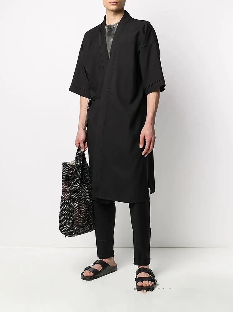 Халат кимоно мужской длинный тонкий хлопковый банный халат свободная ночная