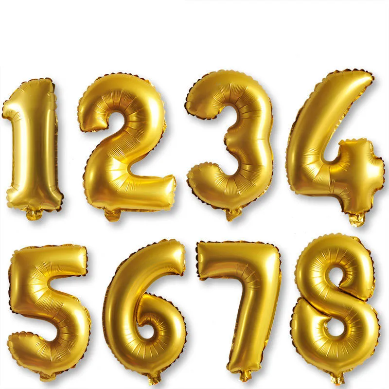 

Children's Couple Birthday Wedding Opening Digital Balloon Decoration Aluminum Film Balloon Decoration Gold Aluminum Foil