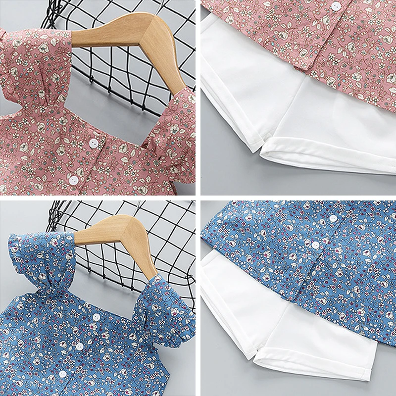 

Kids Girls Flowers Clothing Sets 2021 New Summer Baby Floral Vest and Shorts Outfits Fashion Costumes Children Suits 2-6Y