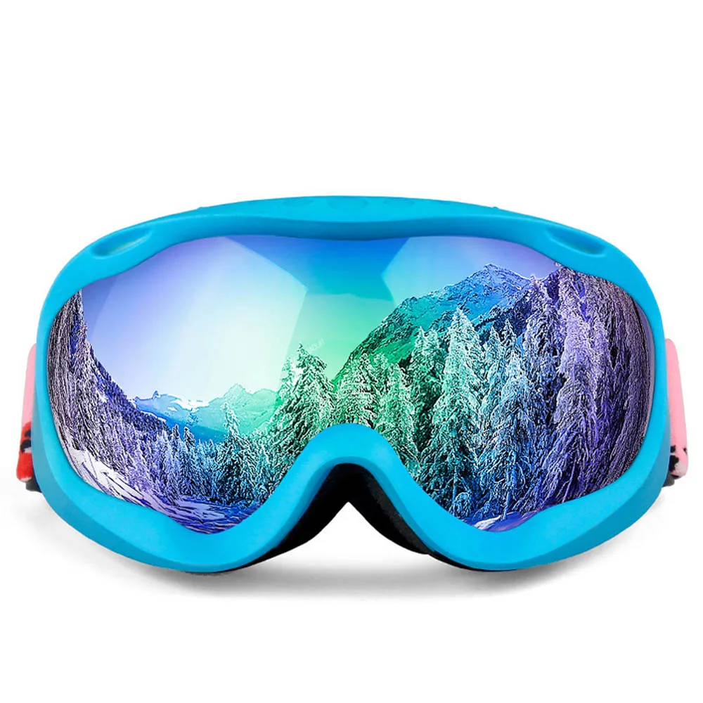 Blue--blue lens DMAR лыжные очки сферические Анти-туман защита двухслойные теплые большие линзы очки для женщин и детей мужские зимние сноубордические очки - Цвет: Blue--blue lens