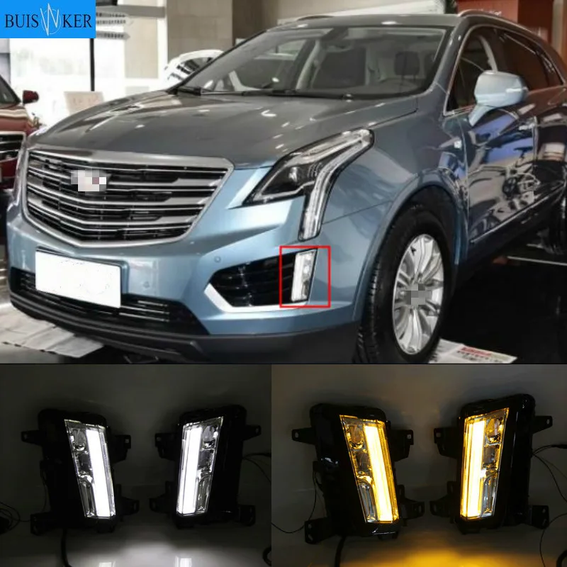 

Светодиодный Противотуманные фары для Cadillac XT5 2016 2017 2018 2019 2020 Противотуманные фары drl с желтым лампа для поворотного сигнала