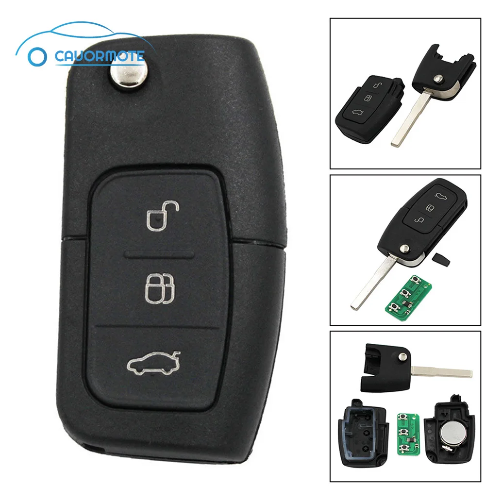 3 Buttons 433Mhz Folding Remote Key For Ford Focus Fiesta Mondeo S Max C Max Galaxy 2009 2010 4D63 Chip Car Key Fob For Ford