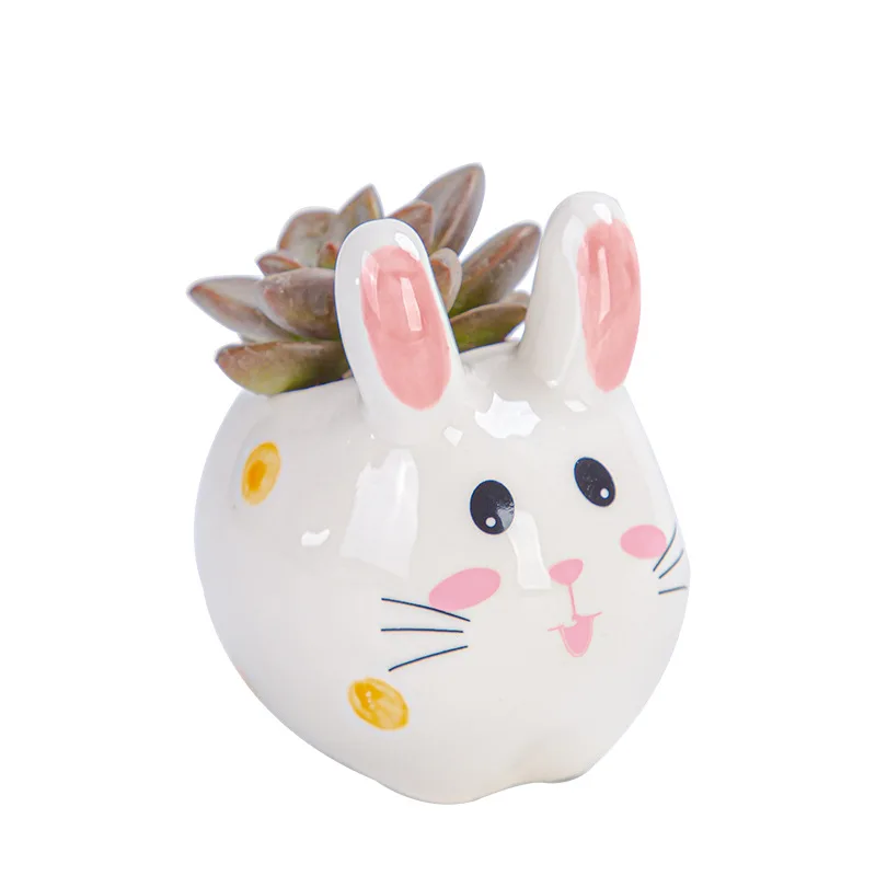 Милый мини кролик керамический цветочный горшок маленький мультяшный