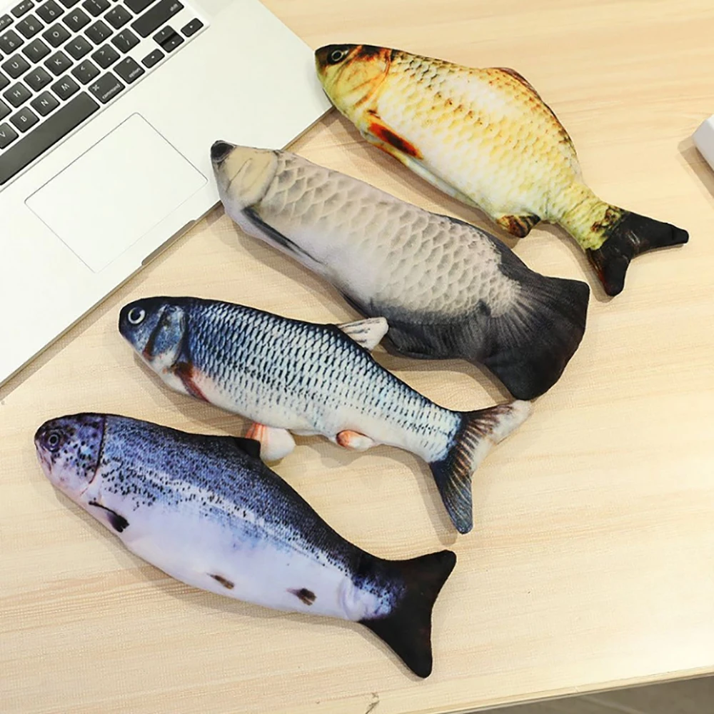 

USB Charging Simulation Fish Toy Electric Dog Cat Chewing and Playing Plush Electronic Toy Pet Cat Interactive Supplies