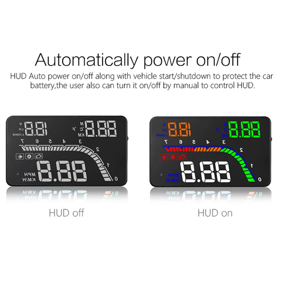 

4" Car Head Up Display Digital HUD Car Speedometer Windshield Projector T100 OBD2