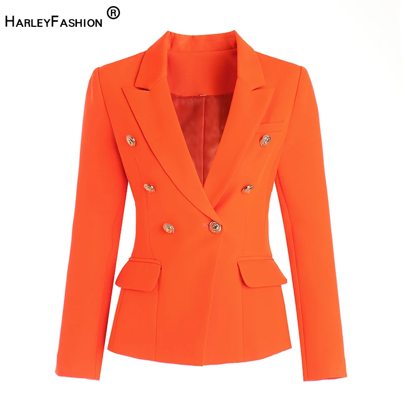 HarleyFashion Euramerican Designer Bright Candy Color Orange Blazer Buttons 2020 New Fashion Fluorescence Blazers High Quality