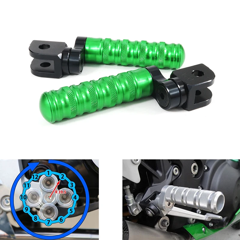 

Motorcycle Foot Pegs Pedals CNC Aluminum Front Footrests For Kawasaki Z800 Z750R Z1000 ZX-6R ZX6R 636 ZX-10R ZX10R