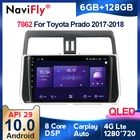 Автомобильный радиоприемник NaviFly, 6 ГБ + 128 Гб, экран QLED 1280x720, Android 10, мультимедийный проигрыватель для Toyota Land Cruiser Prado 150 2017-2018