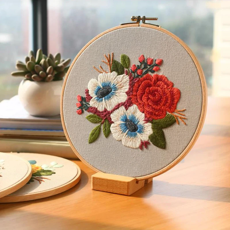 Набор цветочной вышивки сделай сам с обручем для начинающих наборы рукоделия