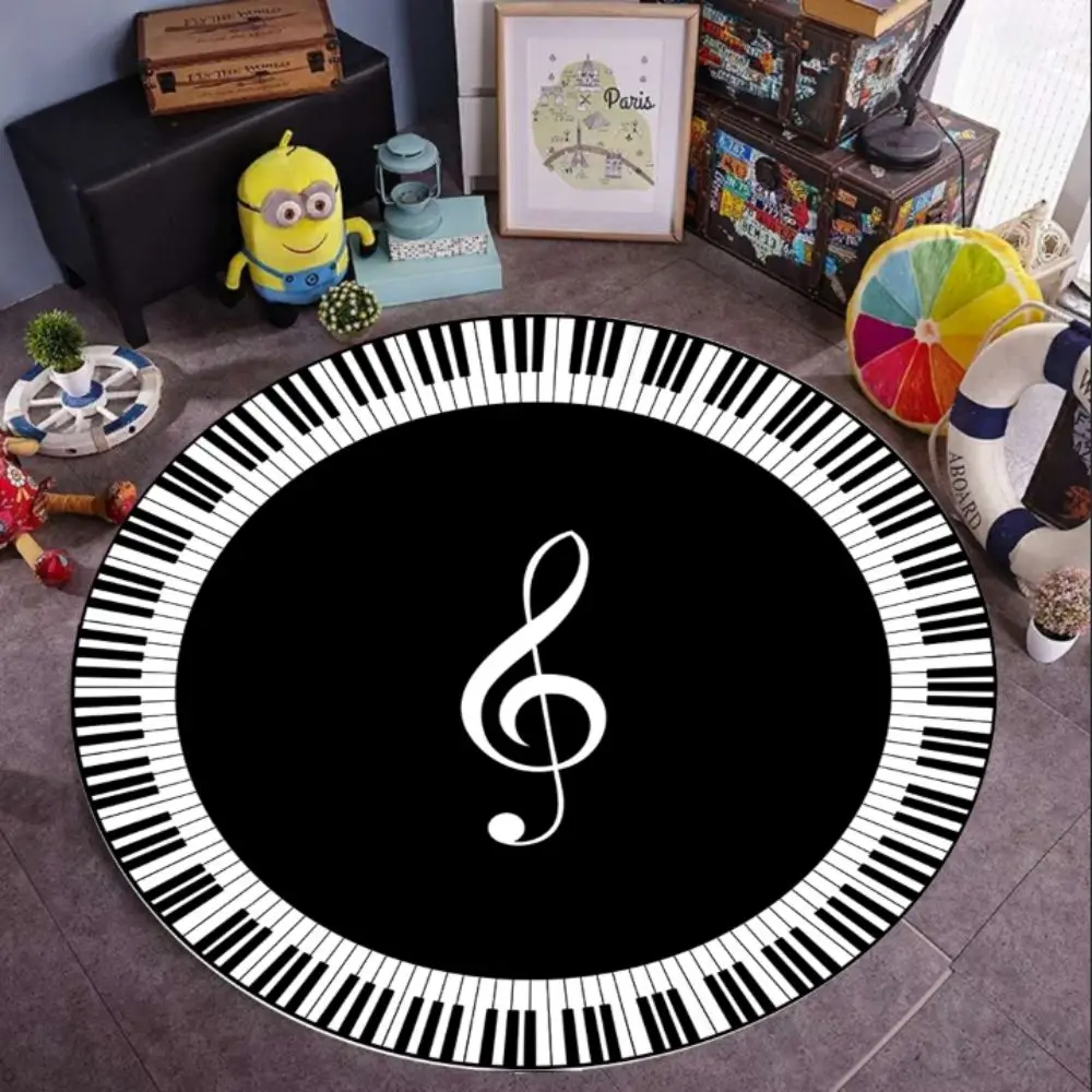 Новый ковер музыкальный символ клавиши пианино черный белый круглый
