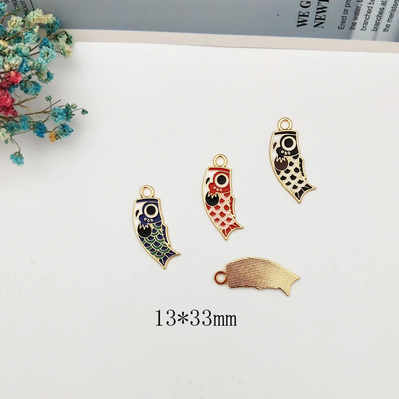 10 шт./лот подвески из сплава с эмалью в виде карпа и рыбы плавающие серьги серии