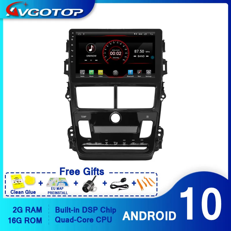 AVGOTOP Android 10 Bluetooth GPS автомобильный радиоприемник DVD-плеер для TOYOTA VIOS 2018 (версия с