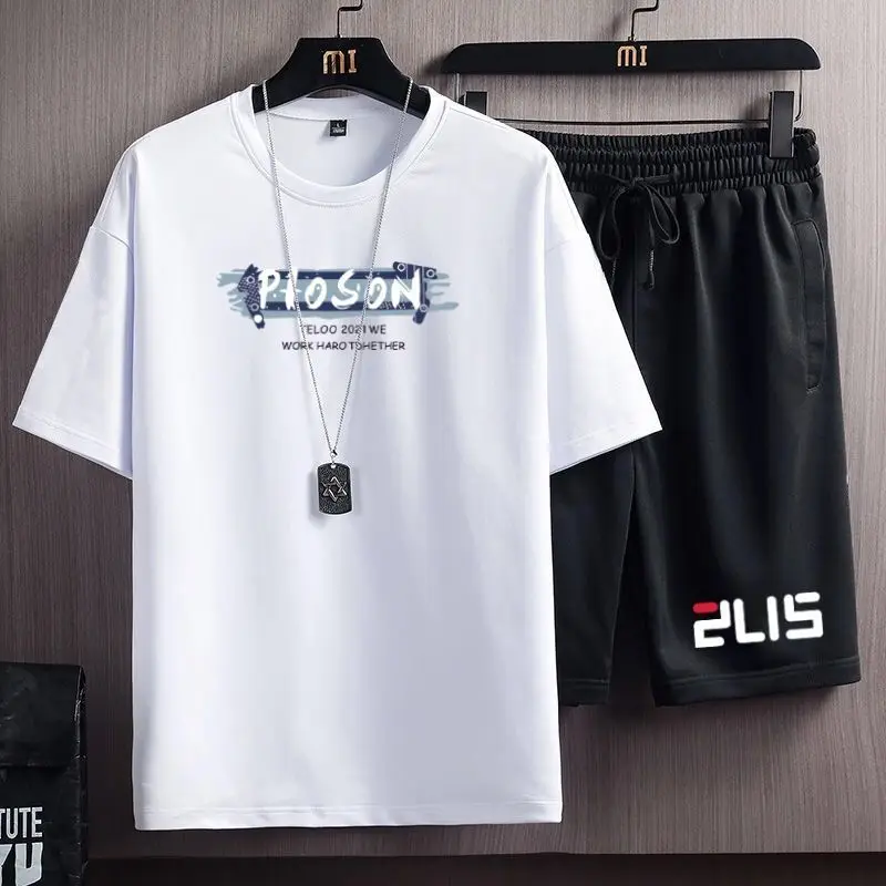 

Summer men's suits fashion Harajuku sportswear men's short-sleeved T-shirts+shorts suits men's casual men's jogging suits