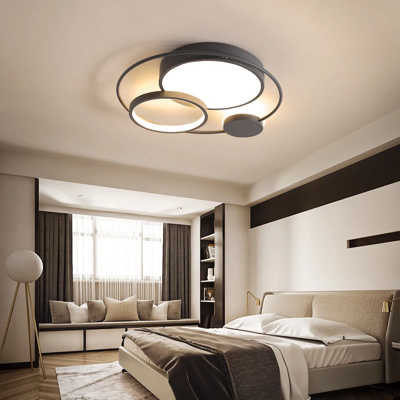 Modern home led sky lantern gray decoration round branch chandelier for bedroom study living room ceiling hanging