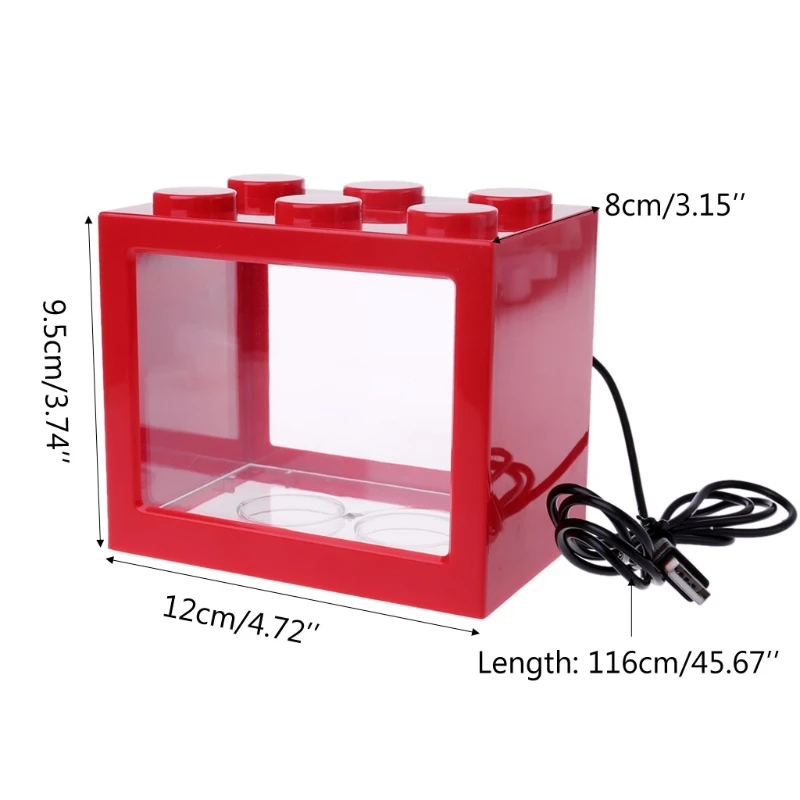 USB мини аквариума с Светодиодная лампа Betta Fish боевые цилиндр акриловый аквариум