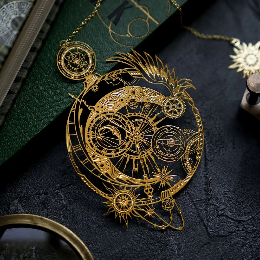 

Time Celestial Moon Starry Metal Hollow Bookmark Universe Brass Creative Art Birthday Gift book accessories bookmark metal