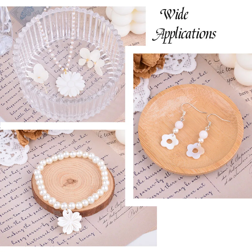 48pcs/Box Natural Freshwater Shell Pendants Mixed Flower White Charm for Jewelry Making DIY Necklace Earring Necklace Decoration