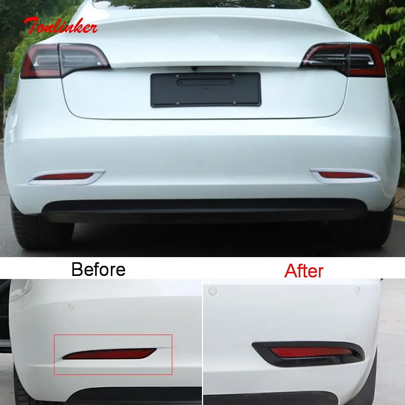 

Tonlinker экстерьер автомобиля задний противотуманный светильник крышка чехол Стикеры для TESLA модель 3 2017-2020 стайлинга автомобилей из 2 предмето...