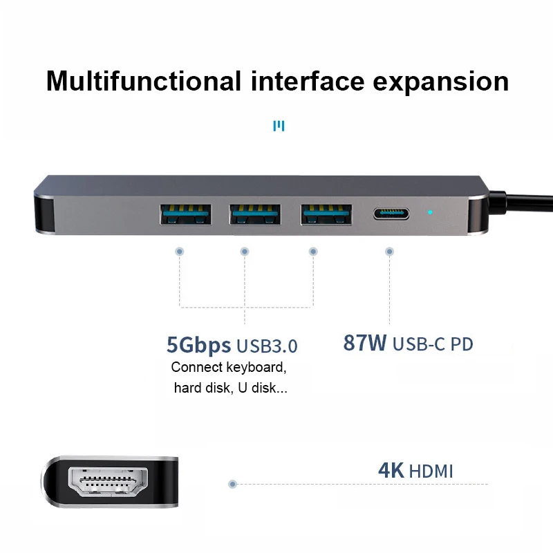 PD USB C концентратор к HDMI адаптеру 4K Thunderbolt 3 Type-C с портом для зарядки Macbook Pro Air 2018/2019 |