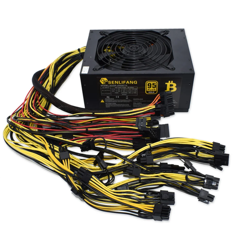 Verkaufen 2 Stücke Großhandel 2000W ATX Netzteil 95% Hohe Effizienz Für Ethereum S9 S7 L3 Rig Bergbau 180-260V Bitcoin Miner Asic