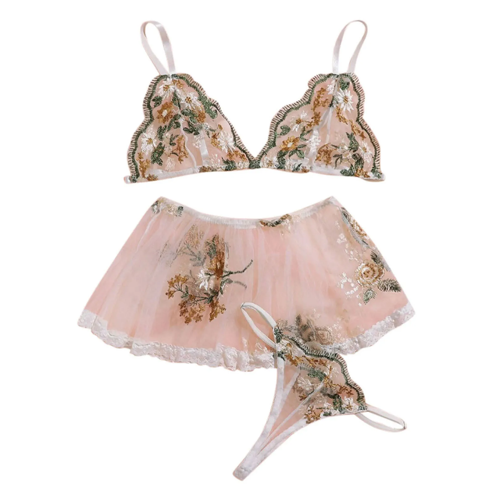 Пикантные Цветочный принт Для женщин нижнее белье кружевное платье с вышивкой