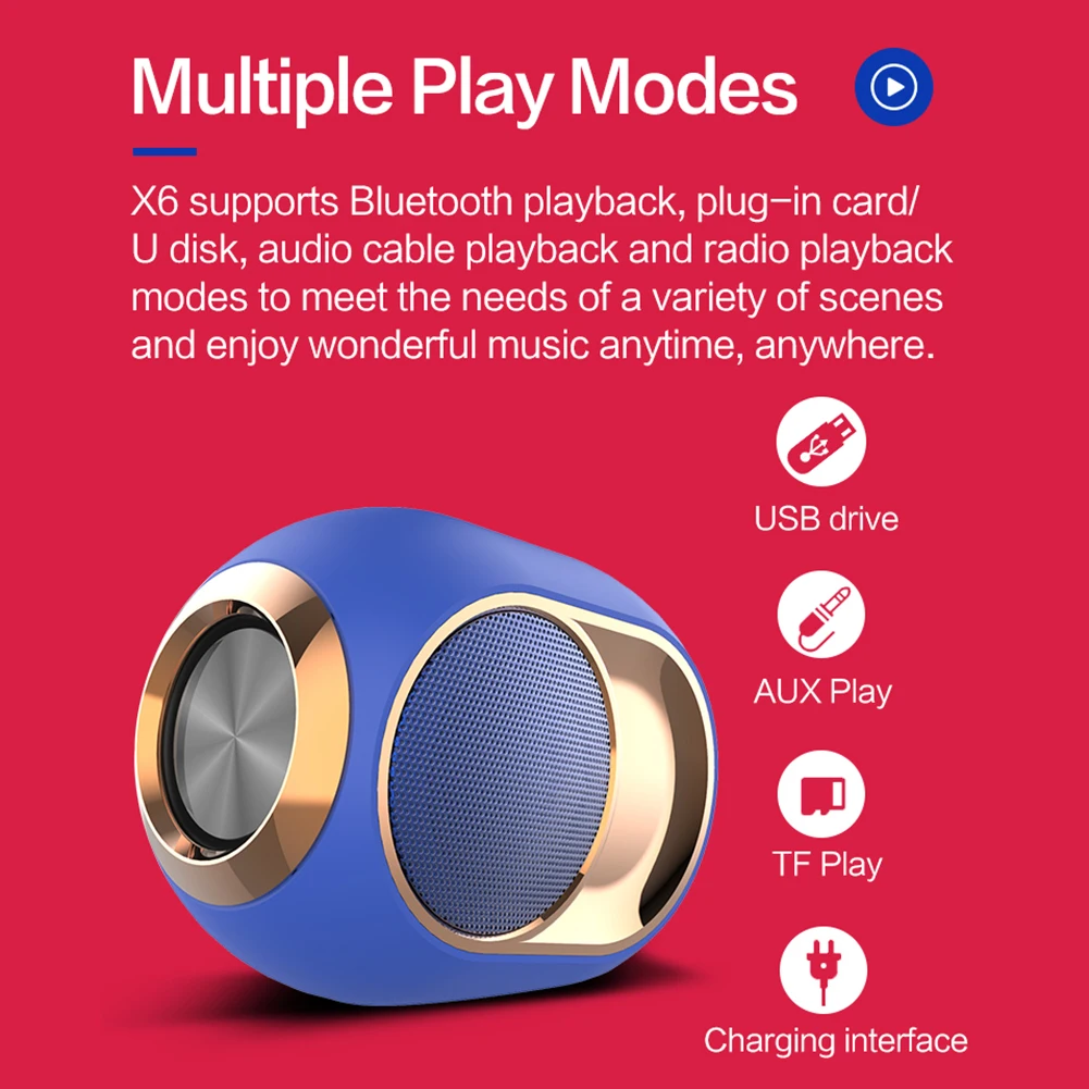 X6 беспроводной Bluetooth Душ динамик HiFi стерео звук водонепроницаемый бас музыка