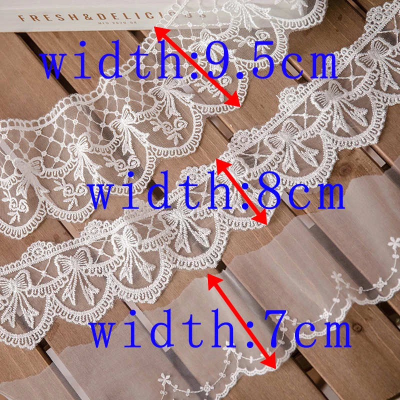 Lolita Lace Ribbon White 2yards Sewing Accessories 3D Butterfly Embroidery Fringe Trimmings For Dress Home Decorative DIY Crafts | Дом и сад