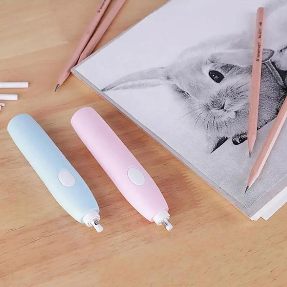 

Electric Pencil Eraser Battery Operated Highlights Erasing For Sketch Drawing With 16pcs Rubber Refills Office School Stationery