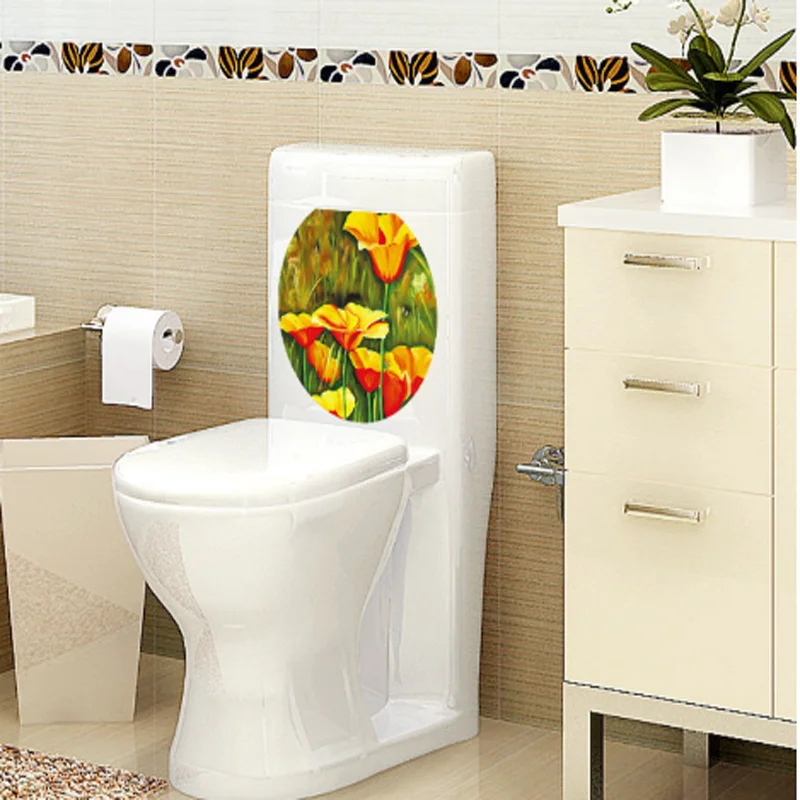 

Vivid 3d Toilet Seat Stickers For Home Decoration Diy Sealife Flowers Starfish Elephant Scenery Pattern Wall Mural Art Pvc Decal