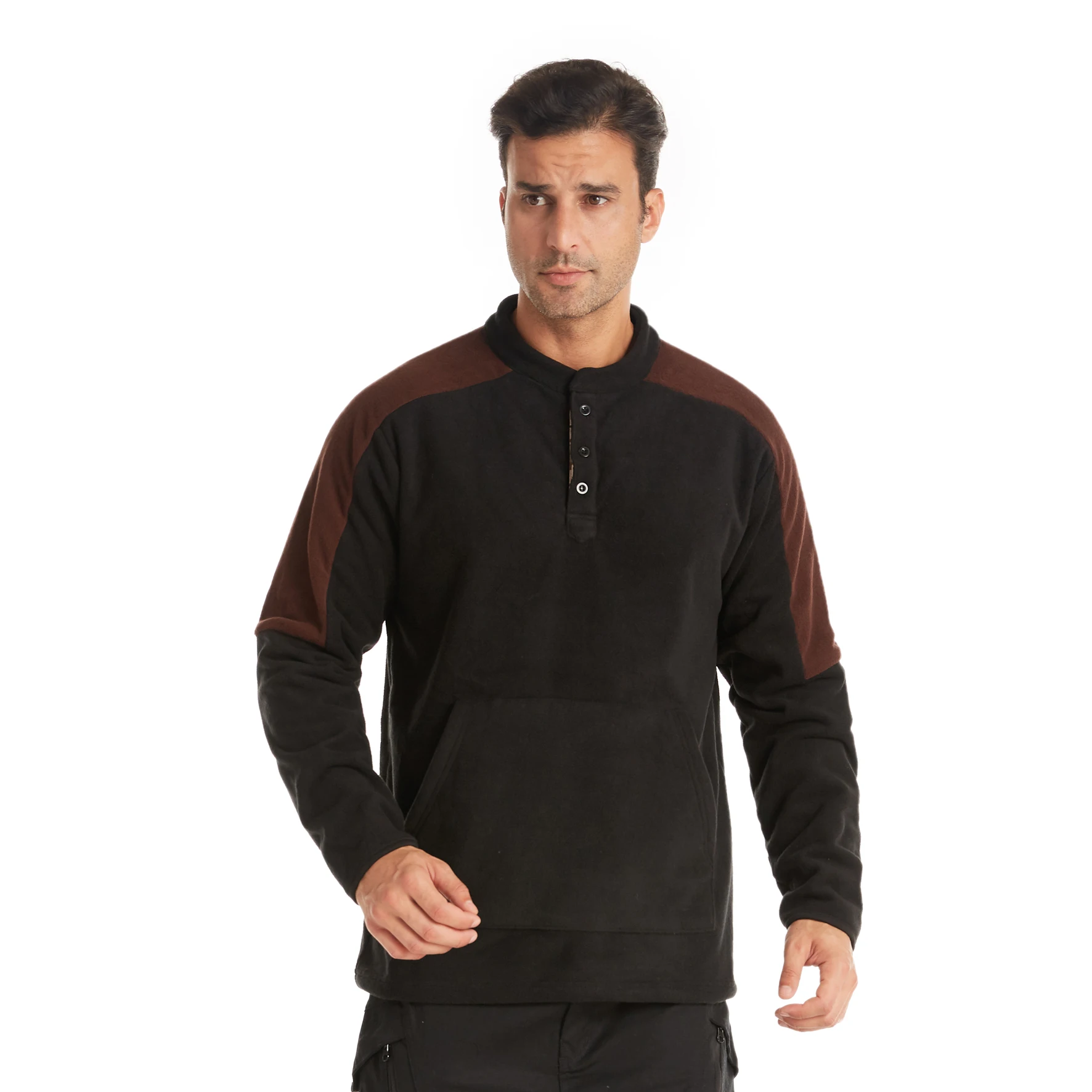 

New men's winter warm polar fleece tactical splicing jacket outdoor sports button coat hiking outdoor polar fleece jacket male